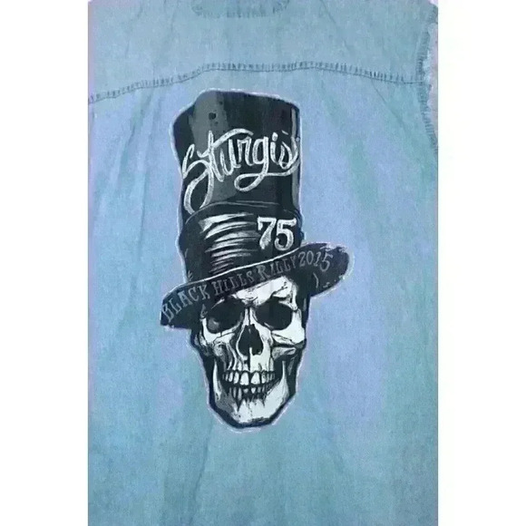 Bikers Edge Sturgis Ride 2015 Graphic Relaxed Fit Casual Retro Boho Shirt Size L - Picture 5 of 14